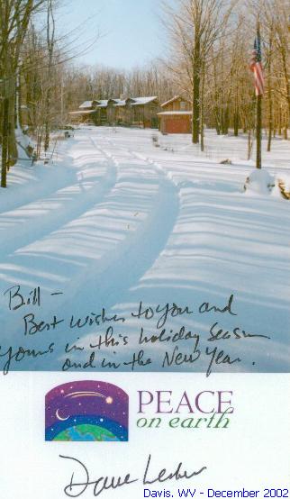 Holiday Greetings from Snowy, Davis, WV - Pic from Member Dave Lesher